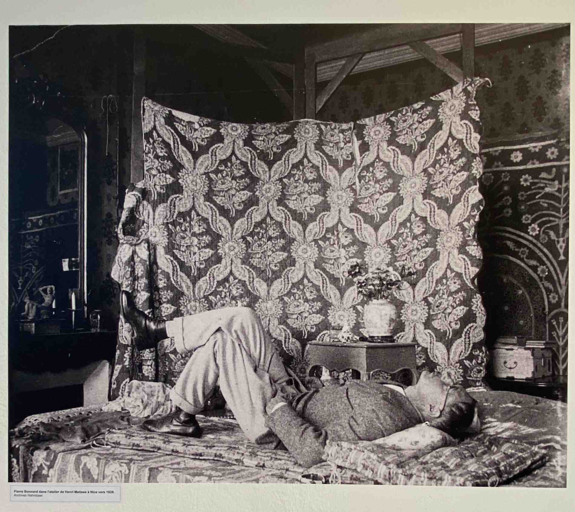 Pierre Bonnard in Henri Matisses's workshop in Nice, 1929.